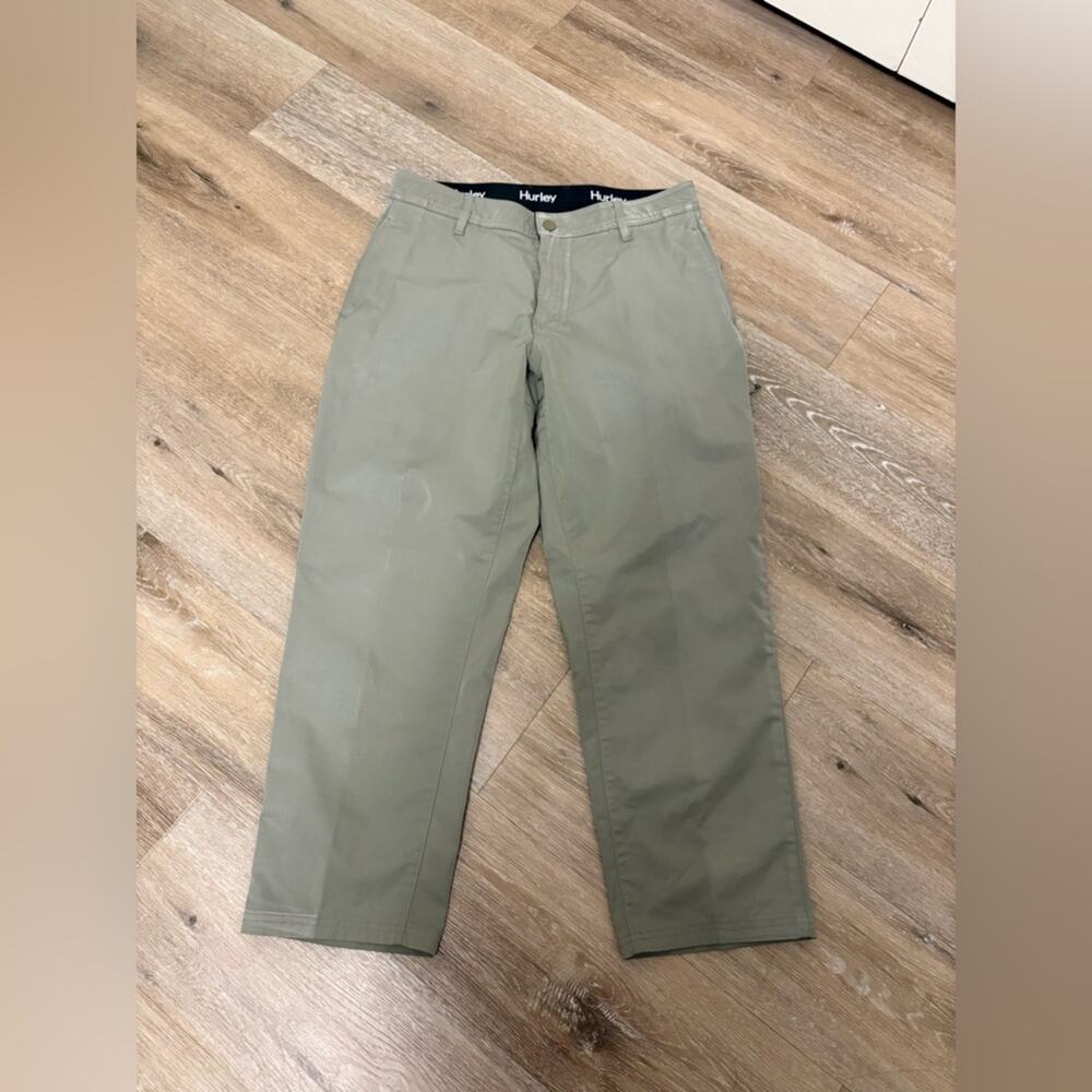 Hurley Men's Green Grey Jet Set Tech Chino Pants  Stretchy Waist size 38x29 NWOT